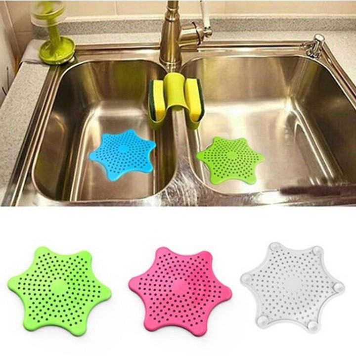 Combo 2 miếng lọc rác silicon thông minh sử dụng cho nhà tắm, bồn rửa bát - hình ngôi sao