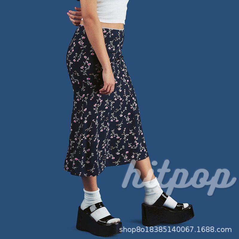 Chân váy dài dáng chữ A in hoa thời trang nữ tính