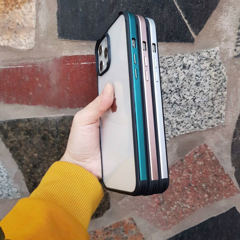 Ốp Lưng Trong Viền Nhôm Iphone 11/11Pro/11Promax/12/12Pro/12Promax Cao Cấp.
