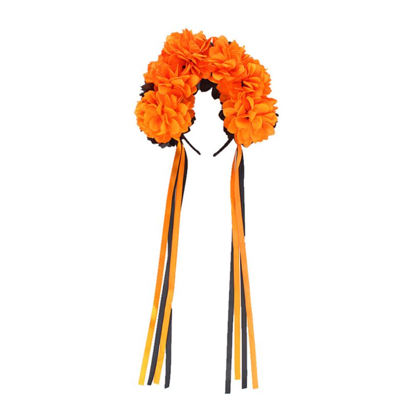 Flgo Băng Đô Ruy Băng Đính Hoa Giả Nhiều Màu Sắc Tương Phản Hóa Trang Ngày Halloween