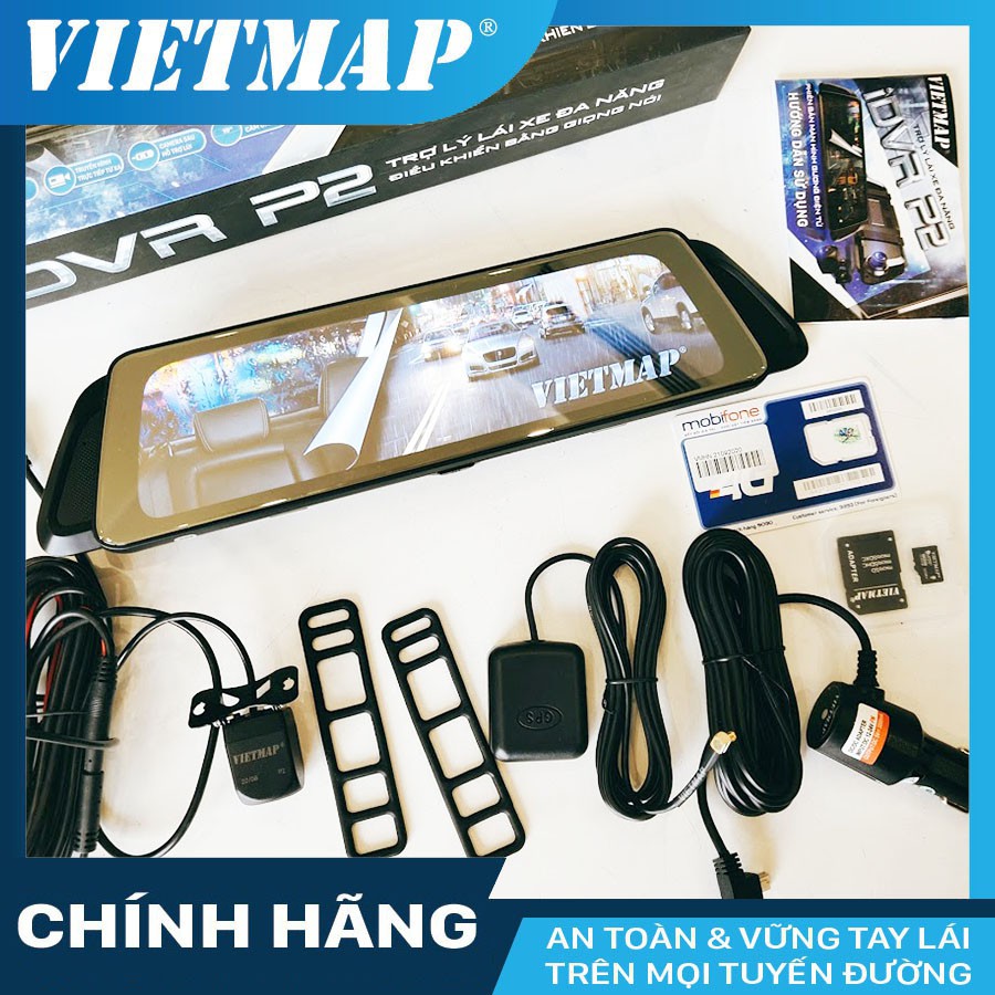 Camera hành trình VIETMAP iDVR P2 cho xe ô tô - Dẫn đường Wifi kèm thẻ 32/64/128GB và SIM 4G