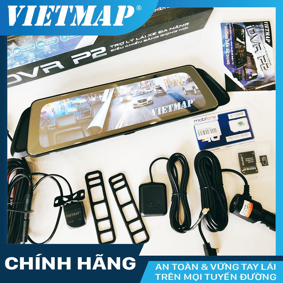 Camera hành trình VIETMAP iDVR P2 cho xe ô tô - Dẫn đường S1-Phát Wi - Tặng thẻ 32/64GB & SIM