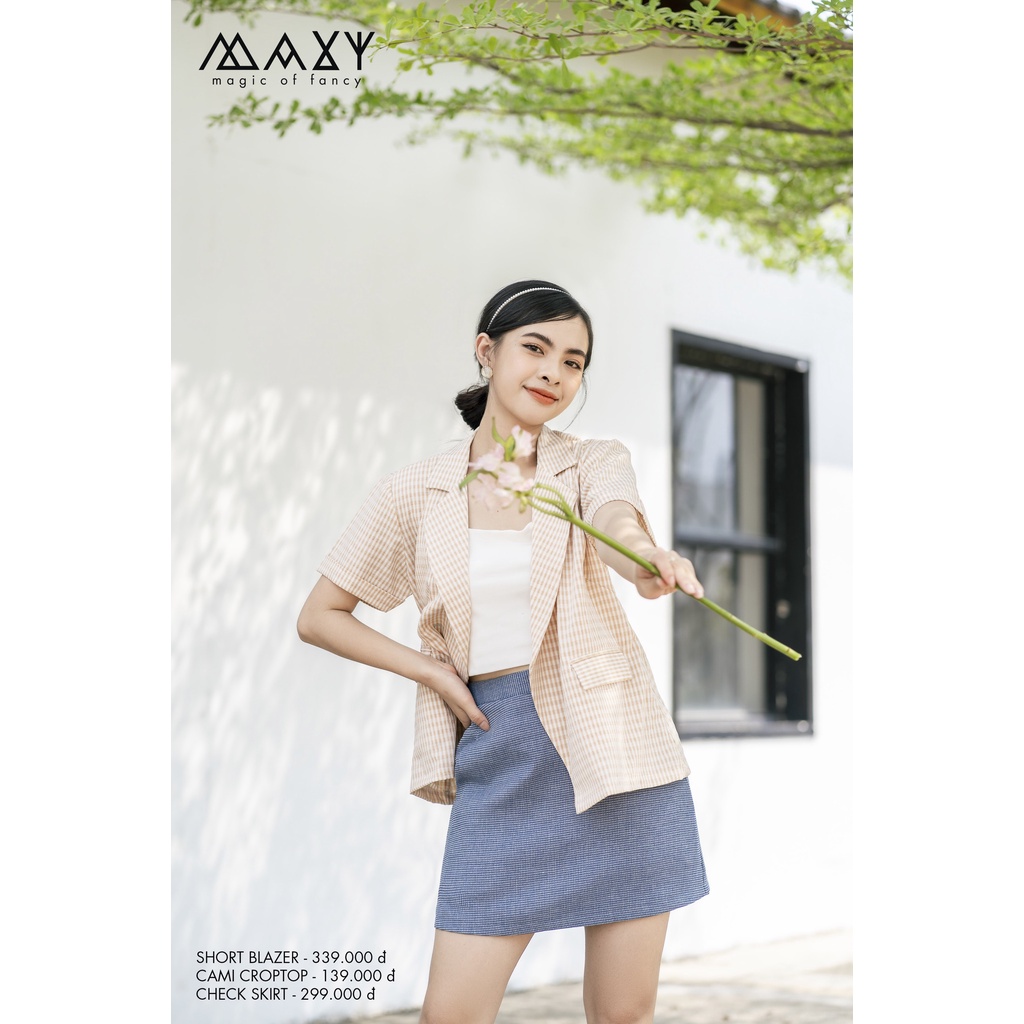 Áo blazer tay ngắn sọc caro short blazer brown caro Maxy Workshop