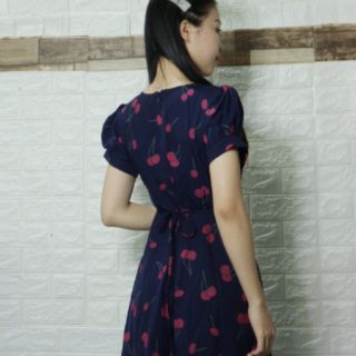Đầm cherry xanh đen form dài( Kèm ảnh thật)