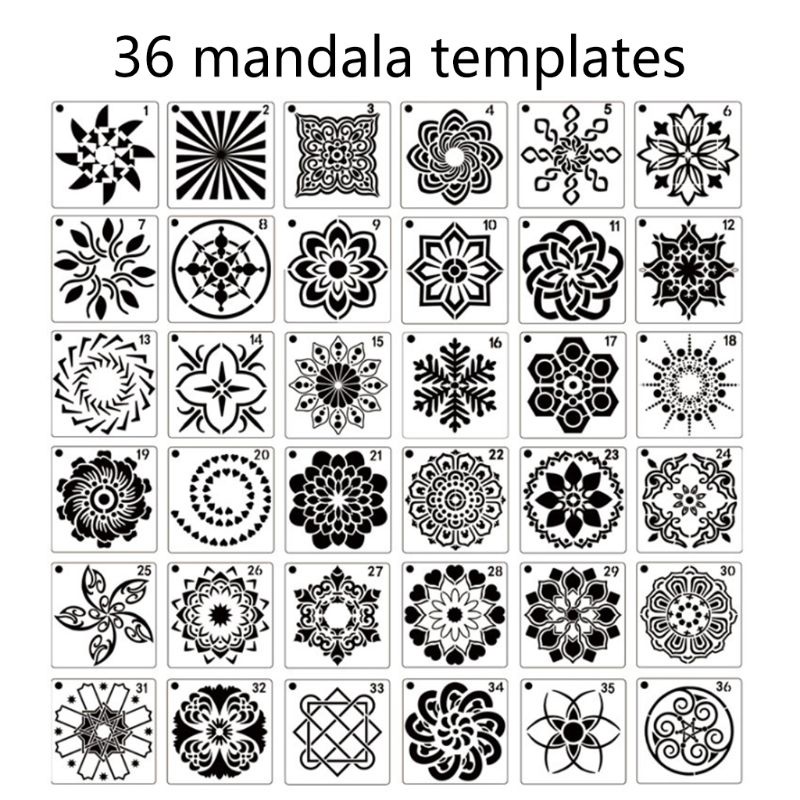 Set 36 / 56 Khuôn Họa Tiết Mandala Dùng Để Trang Trí Nội Thất / Xe Ô Tô