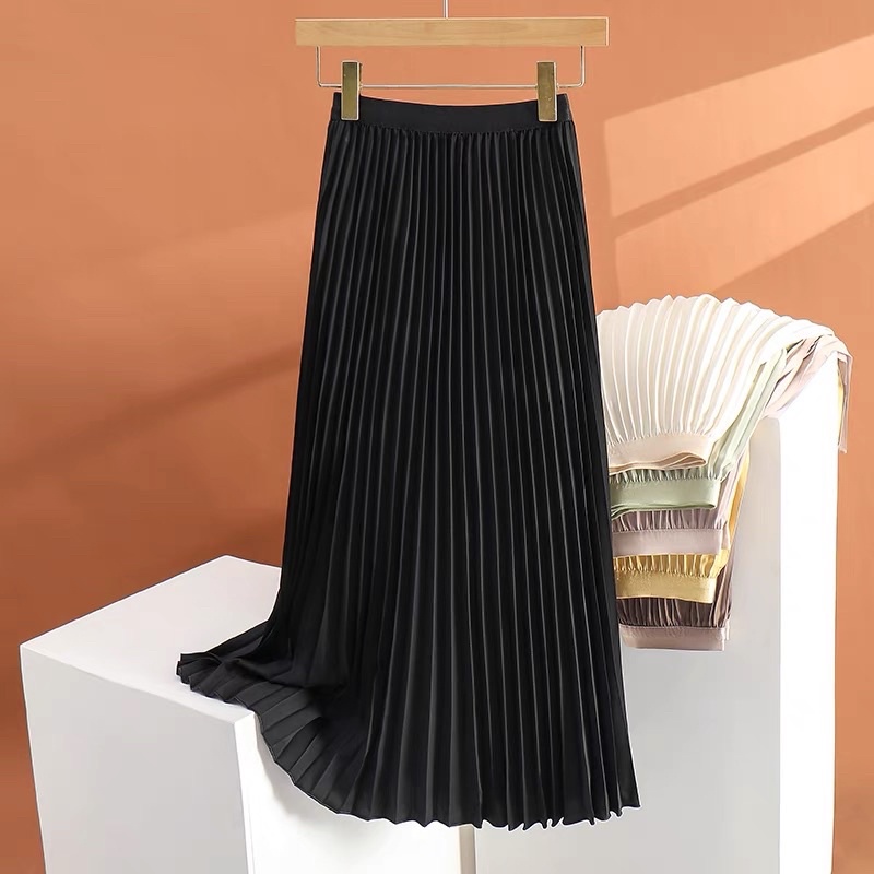 Chân váy midi cạp chun ko