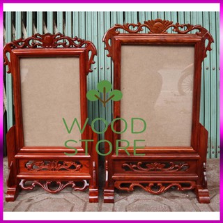 Khung ảnh thờ đơn hoa lá tây - gỗ hương khung hình 1 ảnh thờ 5 cỡ ảnh 18x24/21x31/25x35/26x39/30x40