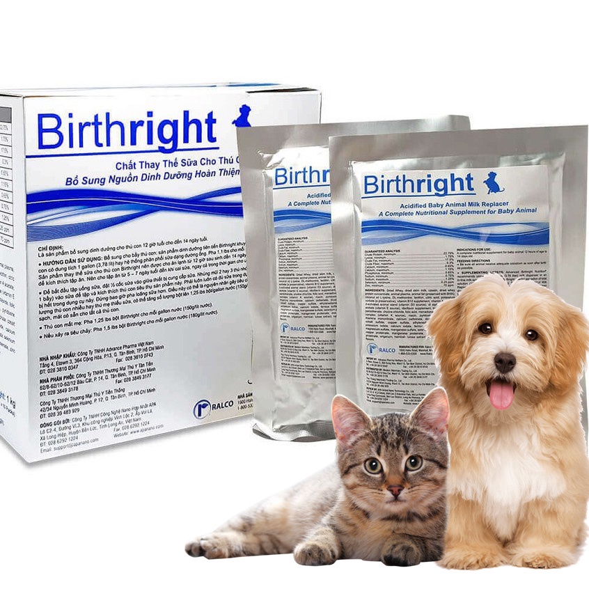 Birthright gói 100g - Sữa bột thay thế sữa mẹ cho chó mèo con