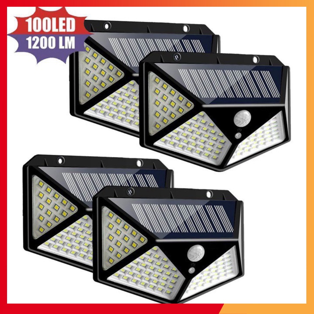ĐÈN NĂNG LƯỢNG MẶT TRỜI SOLAR 100 LED SIÊU SÁNG CẢM BIẾN ÁNH SÁNG VÀ CHUYỂN ĐỘNG mã 02