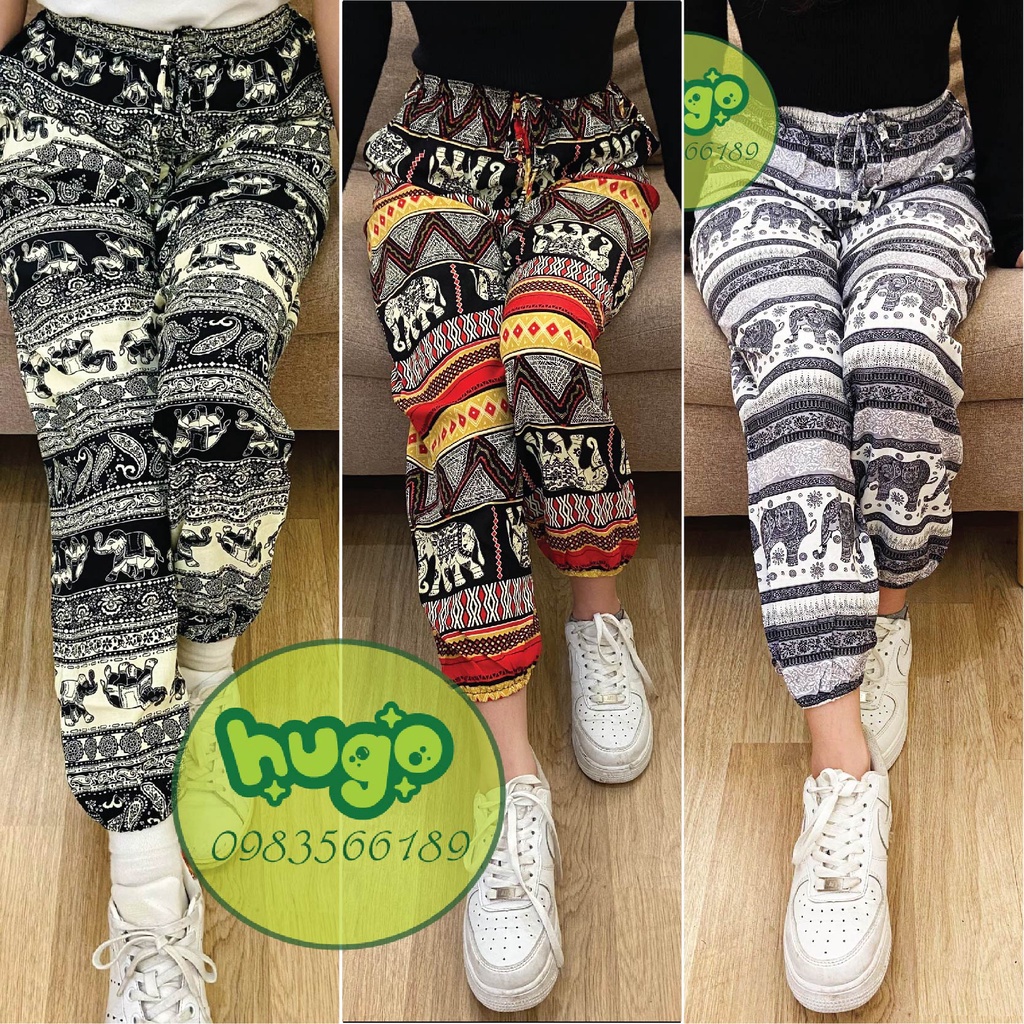 Quần lanh Màu Ngẫu Nhiên nam nữ họa tiết phom to 40 - 80kg nhiều màu - Hugo Shop