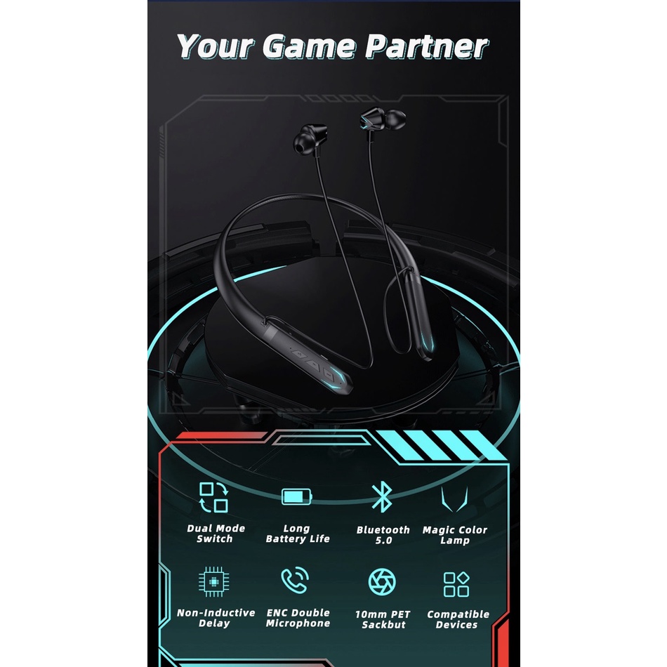 Tai nghe Wiwu Cobra 2 thiết kế tai nghe chống nước thể thao có độ trễ thấp để chơi game - Hàng chính hãng
