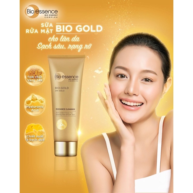 [Freeship] [ HOẢ TỐC] SỮA RỬA MẶT BIO ESSENCE TINH CHẤT VÀNG 24K CHỐNG LÃO HÓA 100G