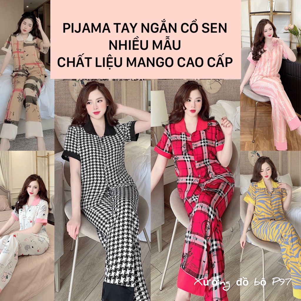 ẢNH THẬT đồ bộ pijama tay ngắn cổ sen thiết kế siêu xinh freesize dưới 60kg, pijama nữ lụa mango cao cấp giá rẻ FREESHIP