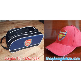 Combo túi đựng giày và mũ nhung thêu lưu niệm các câu lạc bộ bóng đá Arsenal, Manchester United, Real, Chelsea, Barca