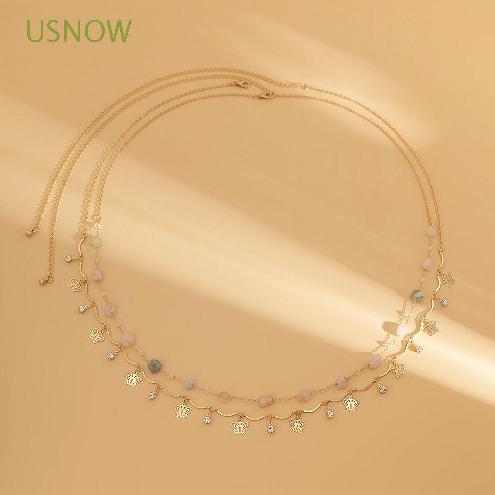 Thắt Lưng Hai Lớp Bằng Kim Loại Hình Bướm Đơn Giản Cho Nữ