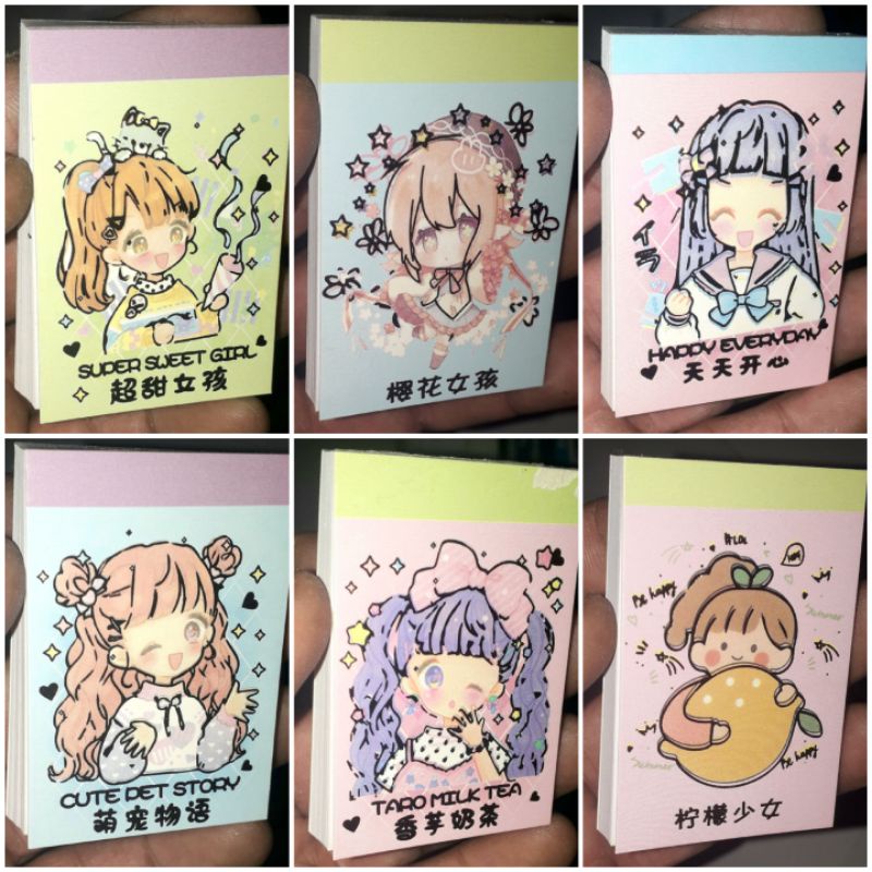 Một cuốn có 24 tờ dán sticker kích thước 4x6cm có nhiều mẫu rất đẹp