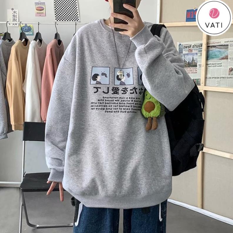 Áo Thun Nam Nữ Unisex Dài Tay, Áo Sweater Cổ Tròn Form Rộng 45kg-70kg Thời Trang Thu Đông Nhiều Màu - VATI Shop !