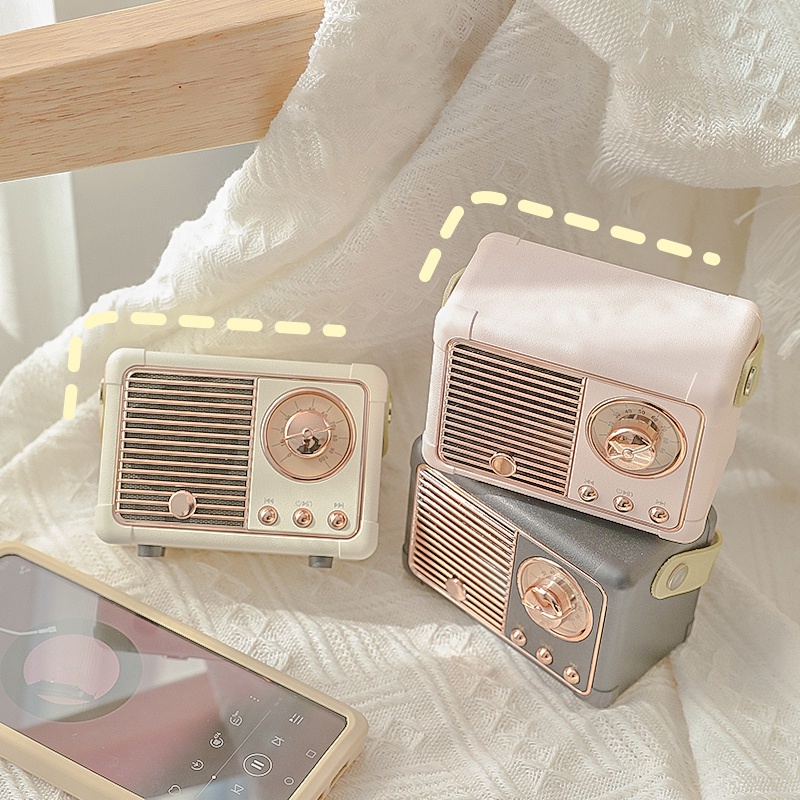 Loa Bluetooth Không Dây Phong Cách Vintage Hỗ Trợ FM/AM/SW