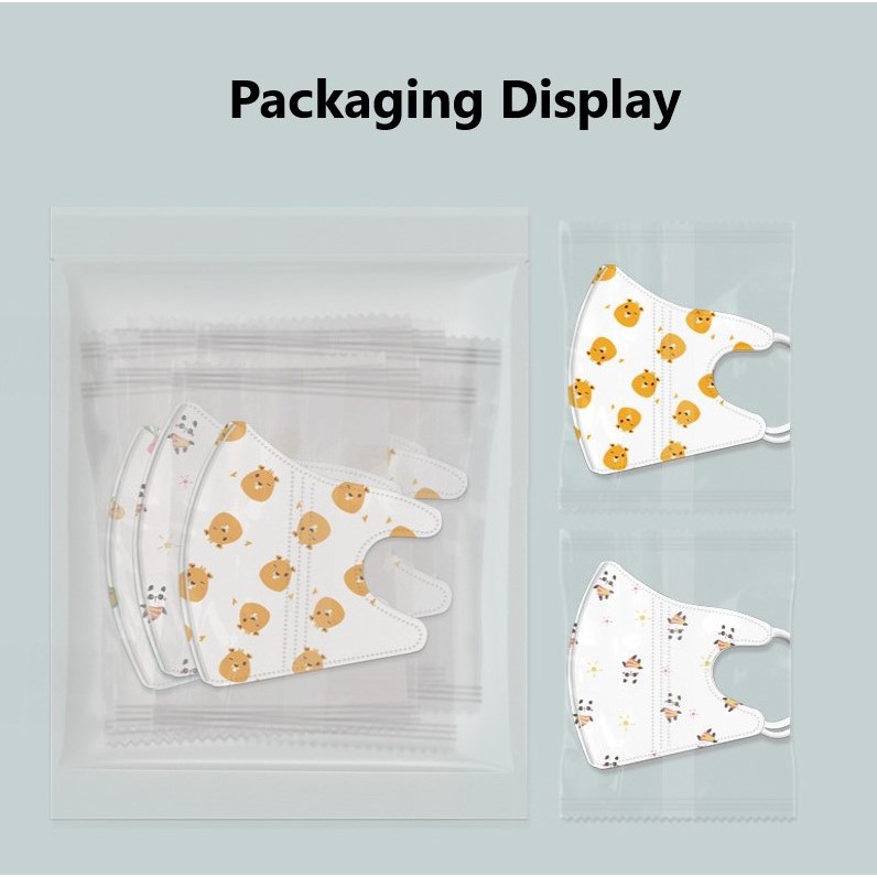 10pcs kf94 baby mask 0-3 years old 3D cartoon printing melt blown cloth mask for boys and girls individual package infant mask