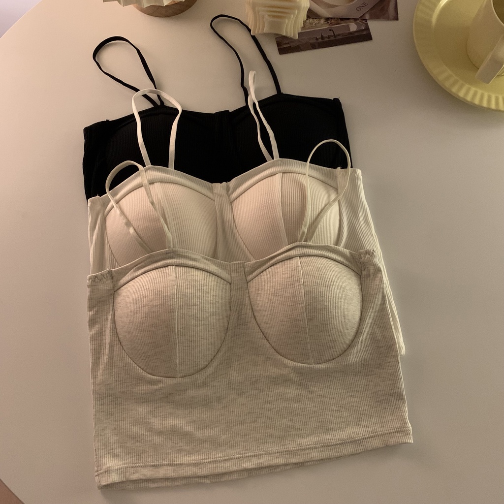 Xiaozhainv Áo croptop không tay dáng ôm thời trang Hàn Quốc cho nữ