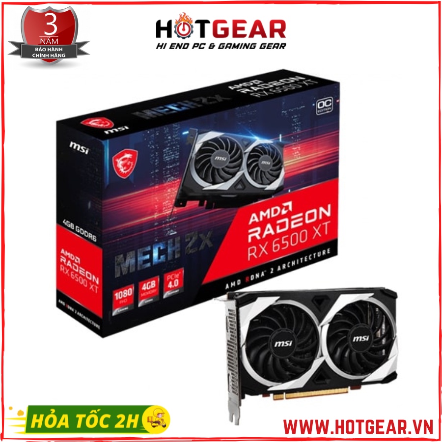 Card màn hình MSI Radeon RX 6500 XT MECH 2X 4G OC mới chính hãng