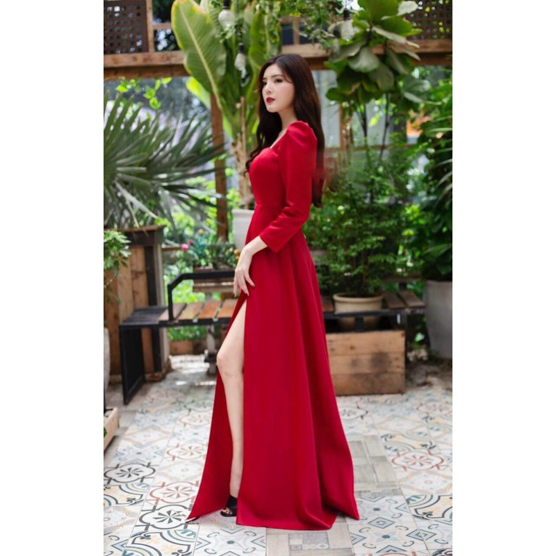 ĐẦM MAXI DÀI TAY XẺ ĐUỒI full size :S/M/L/Xl ( ẢNH VÀ VIDEO CHỦ SHOP TỰ QUAY 100000% )