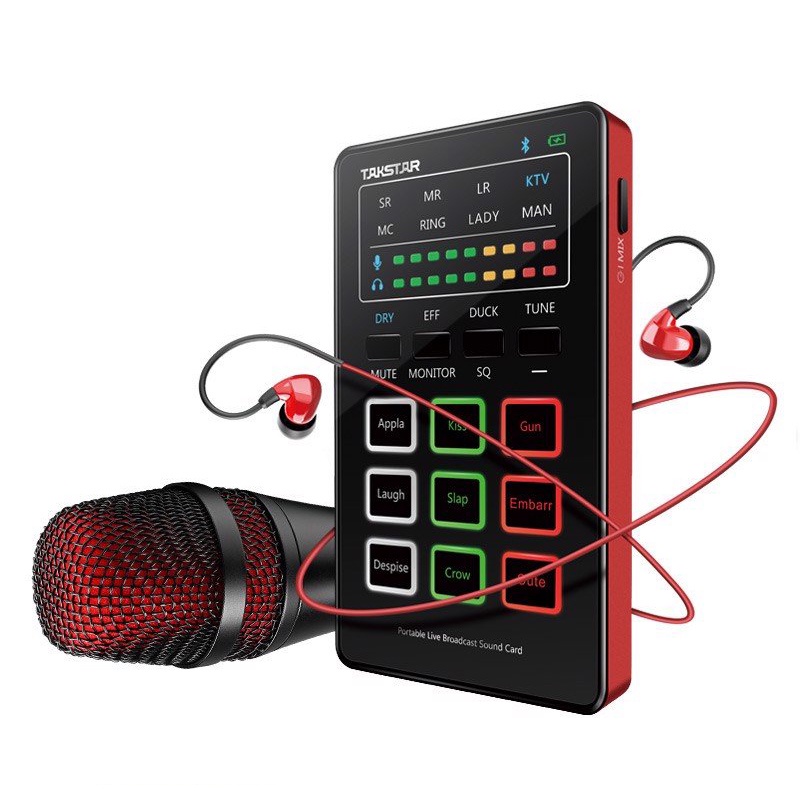 Combo Sound Card Hát Live Stream Di Động Nhỏ Gọn, Đa Năng, 9 Hiệu Ứng, Takstar MX1 Mini SET - Hàng Chính Hãng