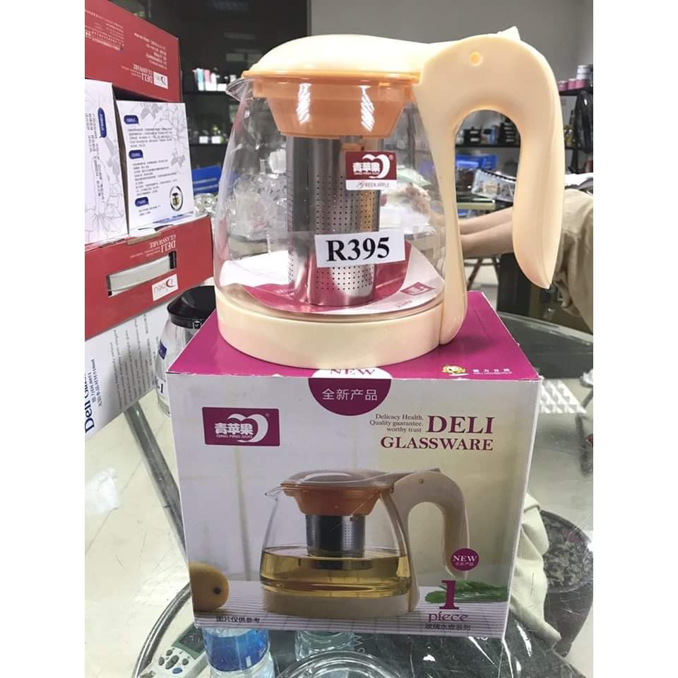 Ấm pha trà thủy tinh có lưới lọc 1300ml