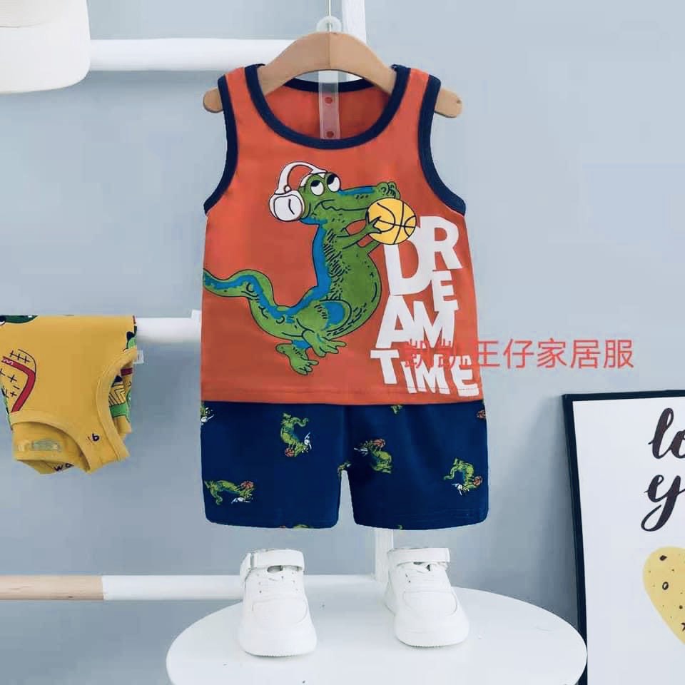 Đồ bộ Quảng Châu - Bộ ba lỗ Cotton Xuất Hàn cho bé trai 4-6 tuổi