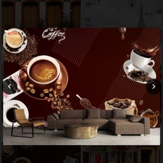 Tranh dán tường 3D trang trí quán cafe