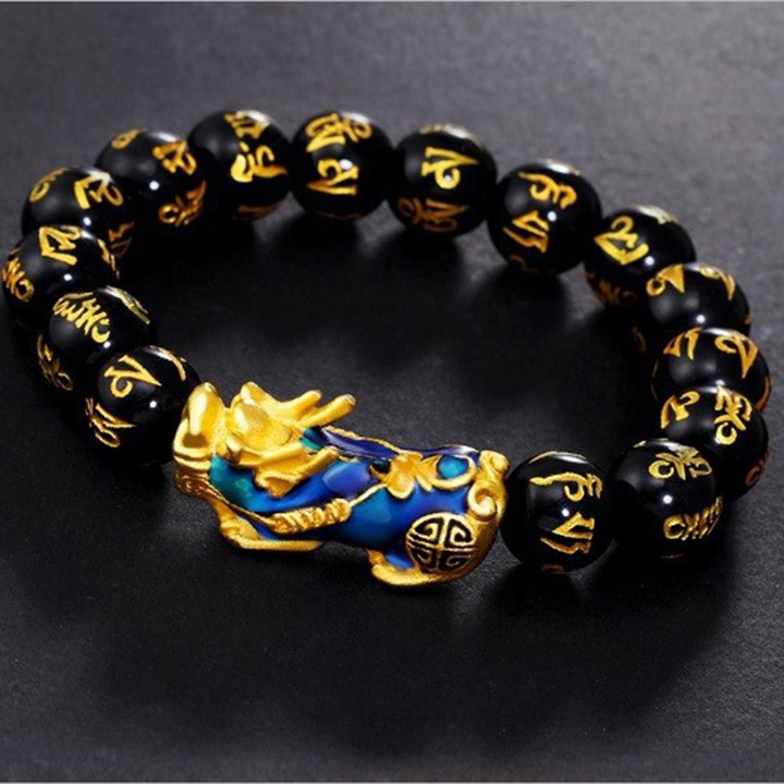 Vòng tay khắc chú 12mm mix tỳ hưu đổi màu - PHONG THỦY TAI LỘC MAY MẮN BÌNH AN