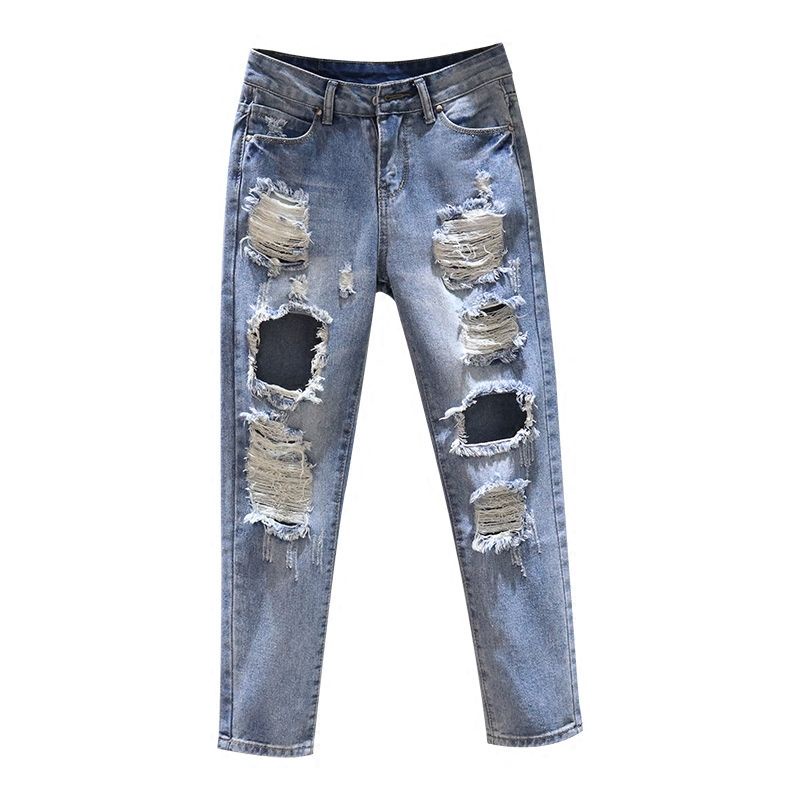 Quần Baggy Jeans Rách Ống Rộng 40% Off Thời Trang Mùa Hè Phong Cách Hàn Quốc Mới Cho Nữ