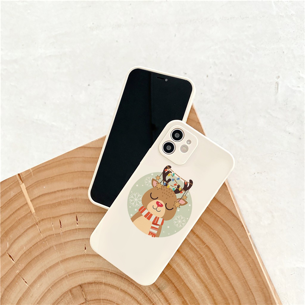 Ốp lưng iphone cạnh vuông hươu giáng sinh cute cho 6/6plus/6s/6splus/7/7plus/8/8plus/x/xr/xs/11/12/pro/max/plus e108 | WebRaoVat - webraovat.net.vn