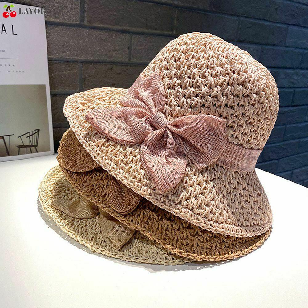 LAYOR Wide Large Summer Visors Hat Beach Straw Hat Beach Hat Women Foldable Visors Sun Hat UV Protection Cap/Multicolor