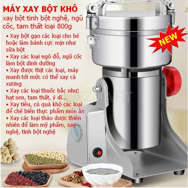 [BẢO HÀNH 5 NĂM] Máy Xay Bột Khô, nghiền ngũ cốc, thuốc bắc siêu mịn cao cấp loại 800gr  SEKA - công suất 3000w