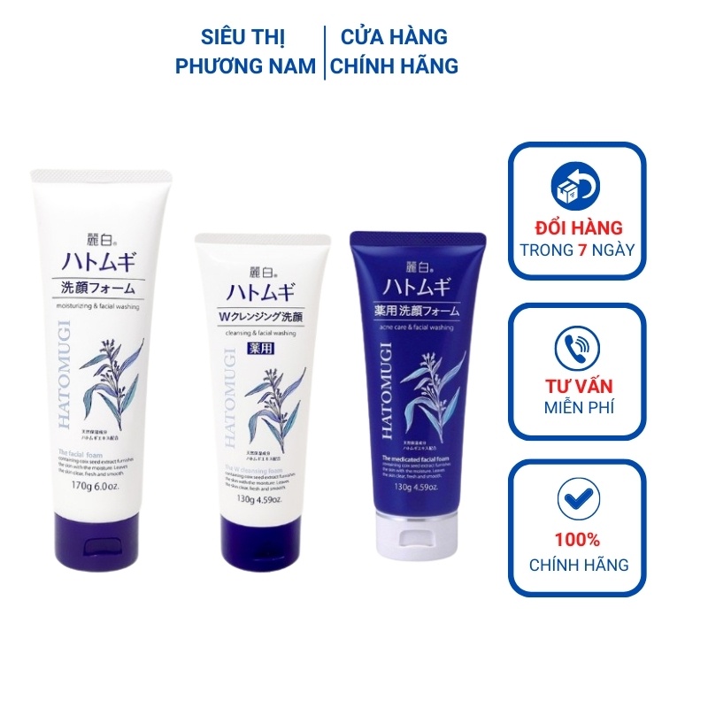 Sữa rửa mặt trắng da Hatomugi Cleansing Foam hạt Ý Dĩ, Hàng Nhật nhập khẩu chính hãng