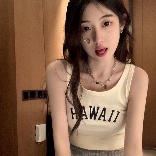 Áo Dệt Kim Hai Dây Thêu Chữ Thời Trang Quyến Rũ