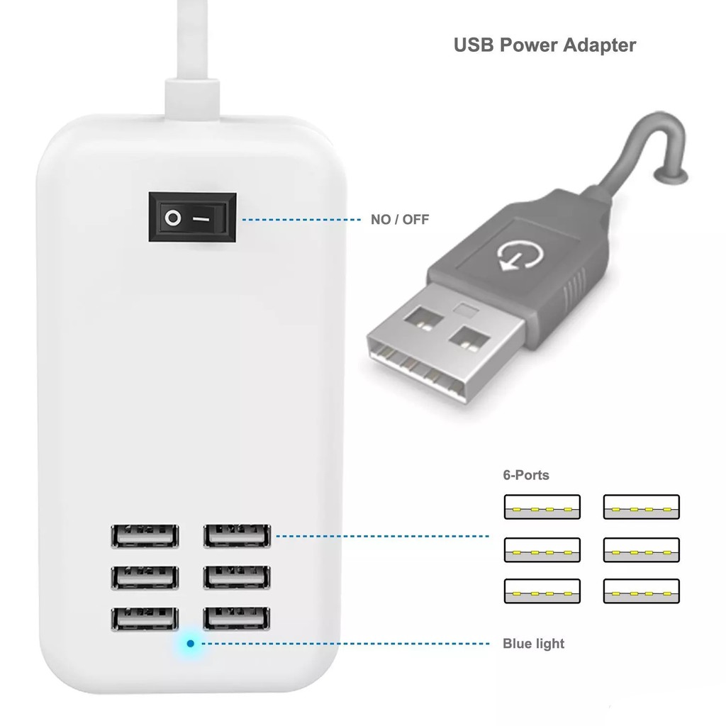 [HOT mã PHUKHUB6C giảm 10k] Bộ Chia Hub USB thành 6 cổng có công tắc