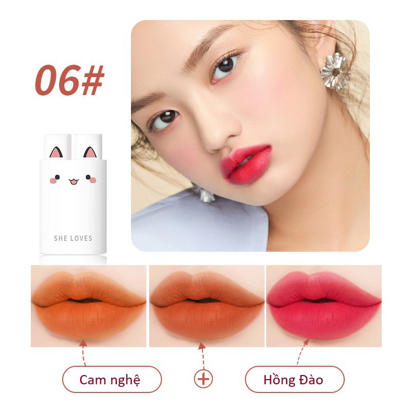 Son She Loves Dog and Cat Diary Matte Lipstick siêu lì hàng nội địa Trung | BigBuy360 - bigbuy360.vn