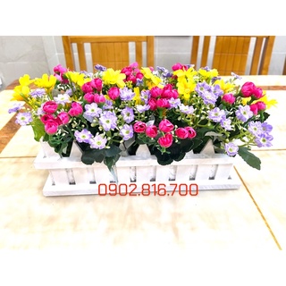 Hàng rào hoa giả hoa dày dặn trang trí cầu thang 30cm phụ kiện trang trí tết
