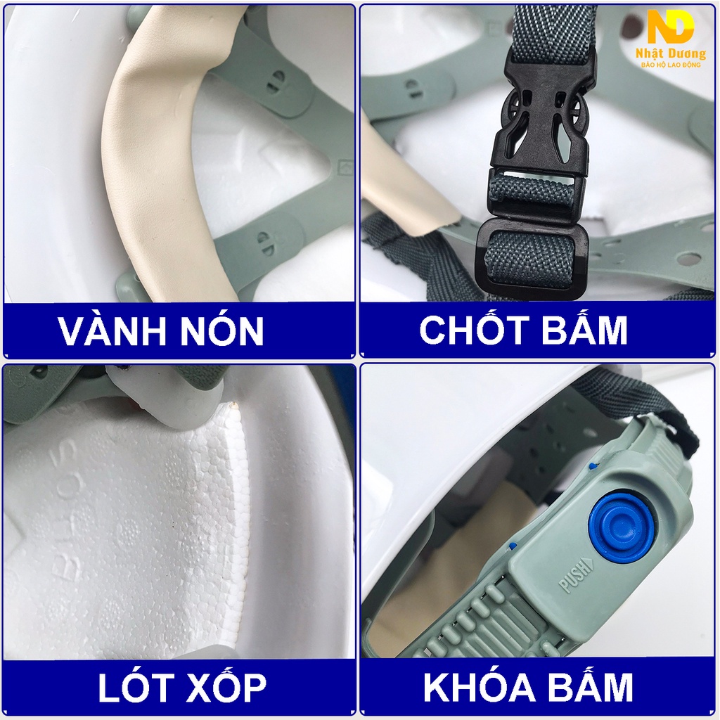 Mũ bảo hộ lao động kiểu nhật lót xốp nhựa ABS N01, Nón bảo hộ công trình cho công nhân kỹ thuật nhiều màu