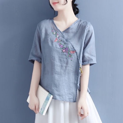 ☻ L O T U S ☻ Plus Áo Kiểu Thêu Hoa Cổ Điển CAL1833