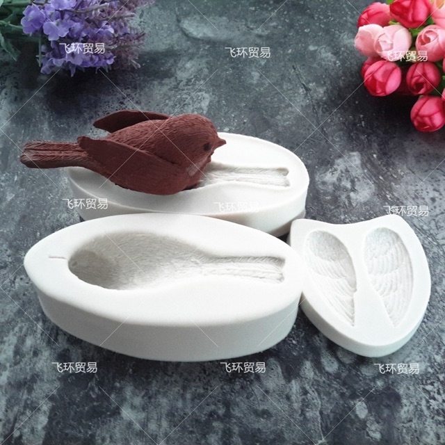 Khuôn silicon làm con chim bằng sô cô la, kem bơ
