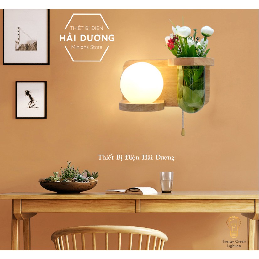 Đèn Tường Kệ Gỗ Chao Thủy Tinh Hiện Đại DT-2714 - Trang Trí Căn Phòng - Energy Green Lighting - Đã Bao Gồm Bóng