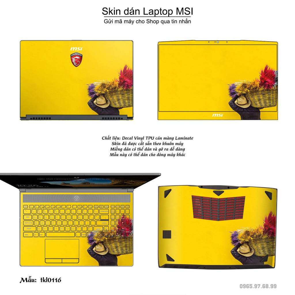 Skin dán Laptop MSI in hình thiết kế nhiều mẫu 3 (inbox mã máy cho Shop)