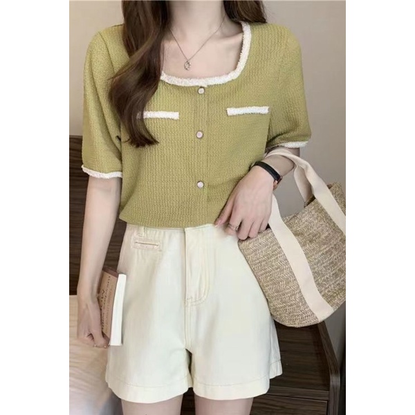 AMOI Áo Sơ Mi Tay Ngắn Họa Tiết Sọc Caro Thời Trang Phong Cách Phương Tây Cho Nữ 2022