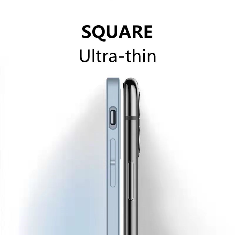 Ốp Điện Thoại Kính Cường Lực Vuông Viền Silicon Chống Sốc Cho iPhone 13 12 11 Pro Max Xs Max X Xr 7 8 Plus