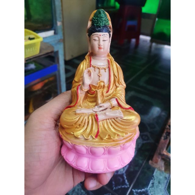 MẸ QUAN ÂM NGỒI TRANG TRÍ HỒ CÁ NON BỘ CAO 14CM