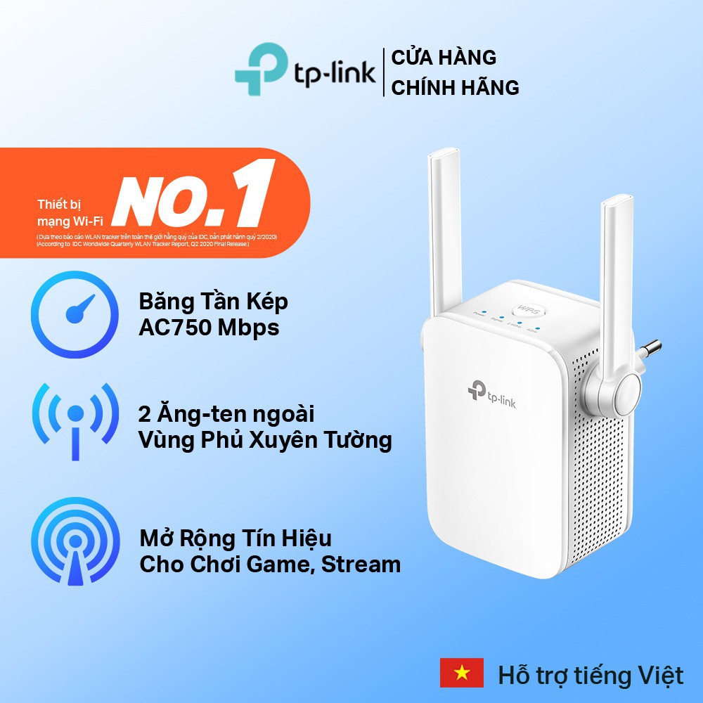 Bộ phát wifi Tplink RE205 băng tần kép, chuẩn AC 750Mbps. Chính hãng, BH 24 tháng