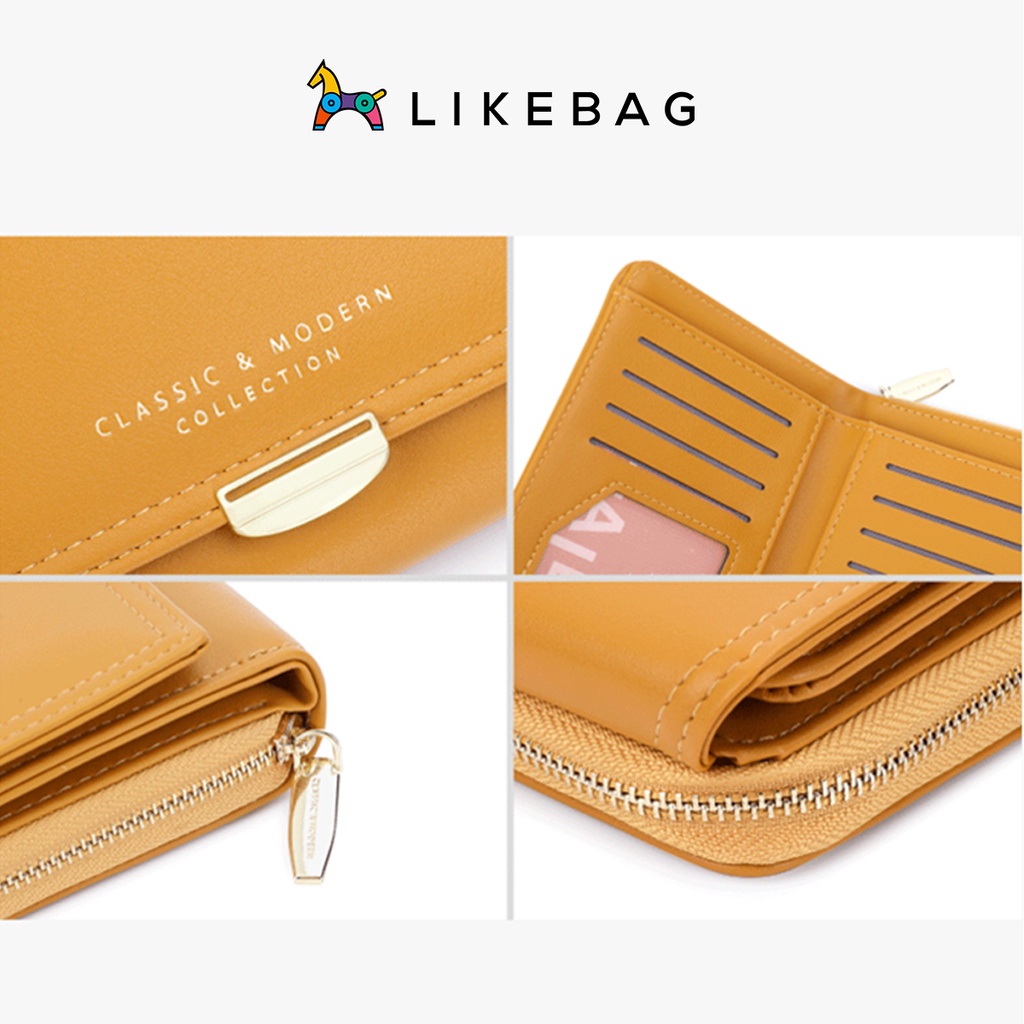 Ví nữ mini cầm tay LIKEBAG basic trơn T2704-001 - LIBAGI